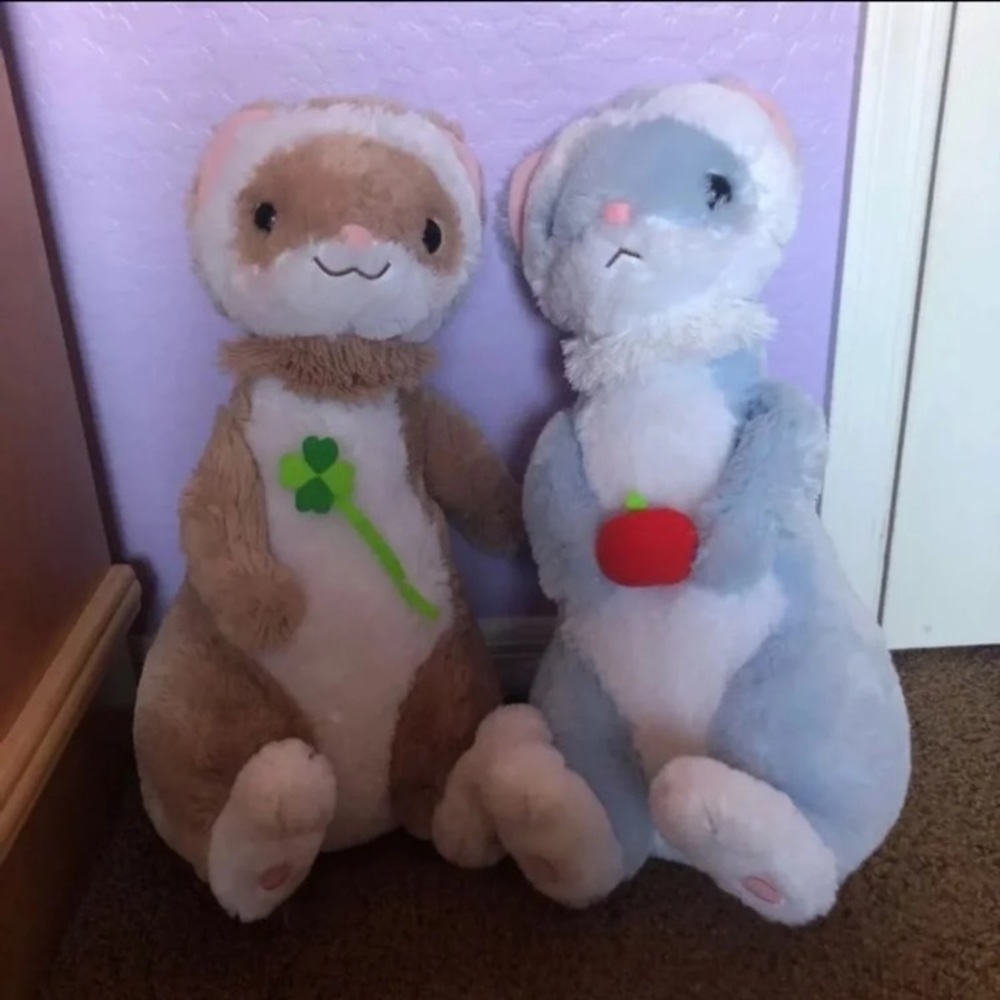 2 Giant Fluffy Kawaii Japanese Ferret Plushies